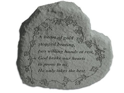 Garden Stone - A heart of gold stopped beating... - 4 LBS - 8.5 X 7 - Garden Stones - Memorial | ToGoGarden